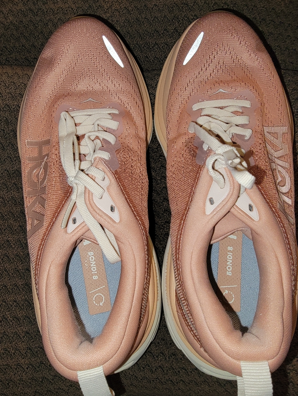 Hoka BONDI 8 Women's Peach/Pink Running Sneakers - Picture 8 of 13